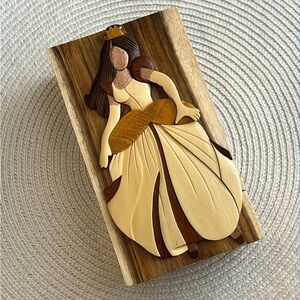 Handcrafted Wooden Princess Wall Art - Cream & Brown